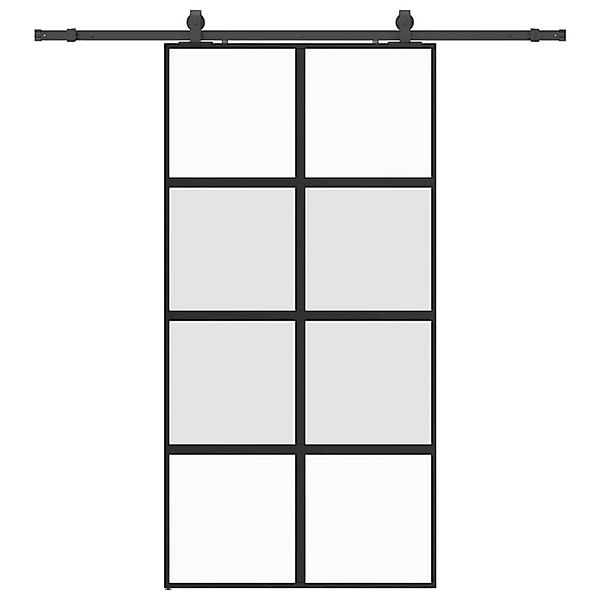 vidaXL Schiebetür mit Beschlag Schwarz 102,5x205 cm Hartglas 3375894 günstig online kaufen