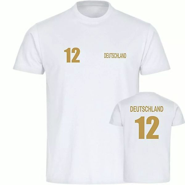 multifanshop T-Shirt Herren Deutschland - Trikot 12 Gold - Männer günstig online kaufen