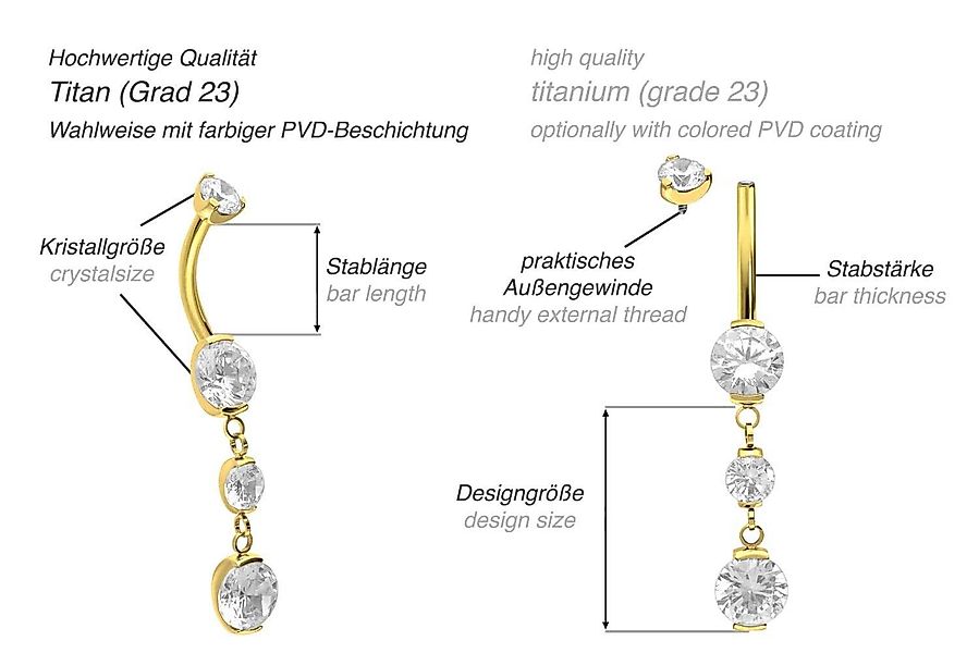 PIERCINGLINE Bauchnabelpiercing Titan Mini Bananabell mit günstig online kaufen