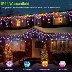 PRIISF LED-Lichtervorhang 4M Eisregen Lichterkette Weihnachtsbeleuchtung günstig online kaufen