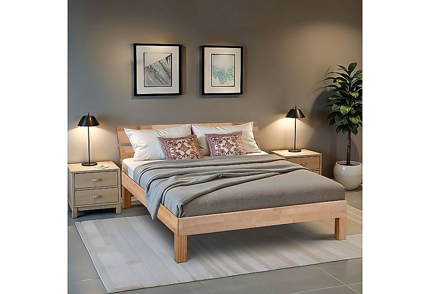 Coemo Bettgestell LEAH (1-tlg), Massivholzbett Buche hohe Belastbarkeit Bet günstig online kaufen