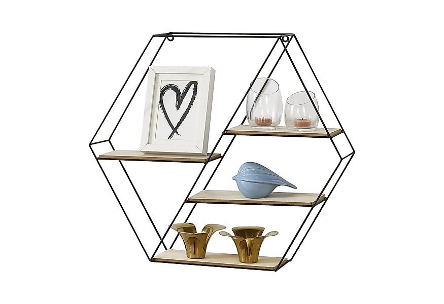 en.casa Wandregal, »Flint« Deko Regal mit 4 Ablagefächern Wabenförmig Metal günstig online kaufen