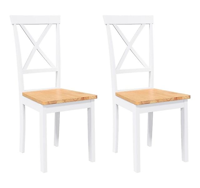 vidaXL Esszimmerstuhl Esszimmerstühle 2 Stk. Weiß Massivholz Gummibaum (2 S günstig online kaufen