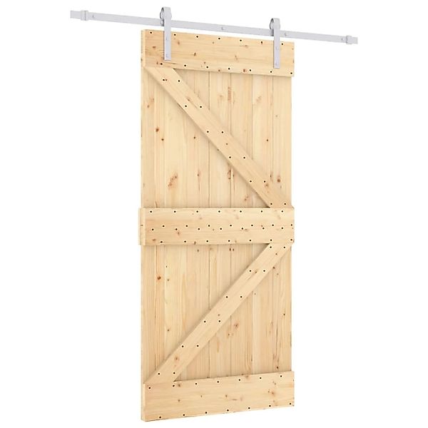 vidaXL Schiebetür mit Beschlag 90x210 cm Massivholz Kiefer 3203007 günstig online kaufen