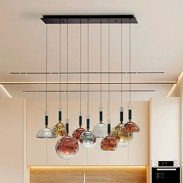 LED-Hängelampe Charlize II 9-fl., Triac-dim, Glas vierfarbig günstig online kaufen