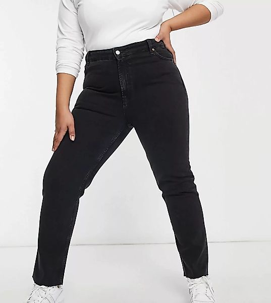ASOS DESIGN Curve – Enge Vintage-Jeans in verwaschenem Schwarz mit mittelho günstig online kaufen