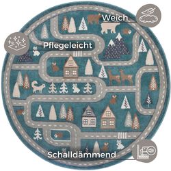 HANSE Home Kinderteppich "Adventures Streets" rund 8 mm Höhe Spielteppich, günstig online kaufen