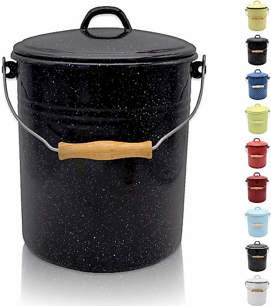 Krüger Mülleimer "Emaille-Eimer mit Deckel Serie Rio" schnitt- / kratzfeste günstig online kaufen