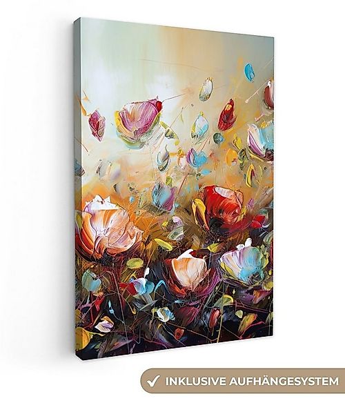 OneMillionCanvasses® Leinwandbild Blumen - Kunst - Natur - Ölfarbenoptik, F günstig online kaufen