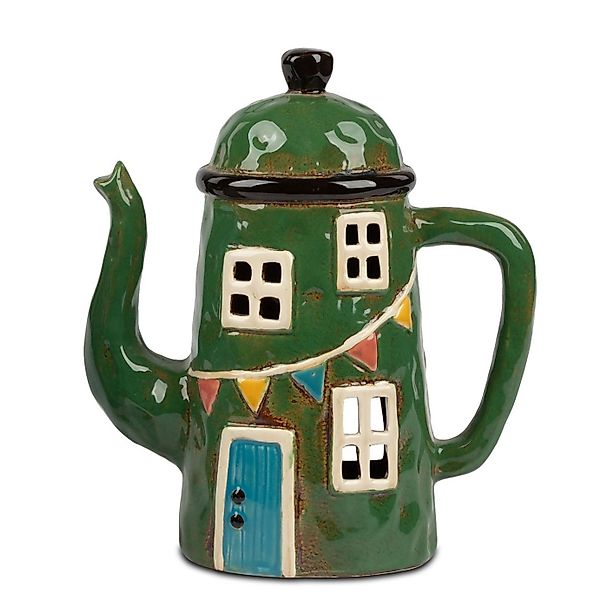 formano Windlicht Windlicht Haus 20 x22 cm Steinzeug Handbemalt Teelicht Ha günstig online kaufen