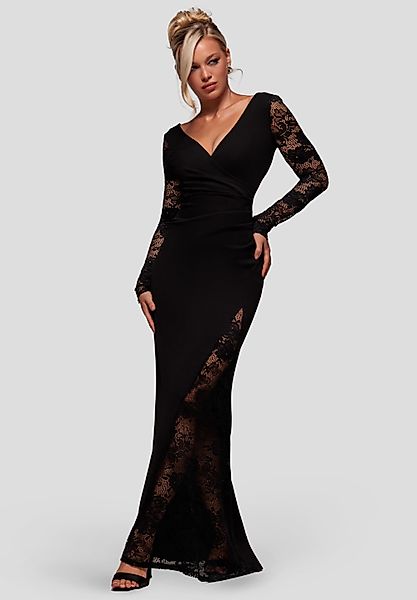 Goddiva Maxikleid Scuba & Lace Wrap günstig online kaufen