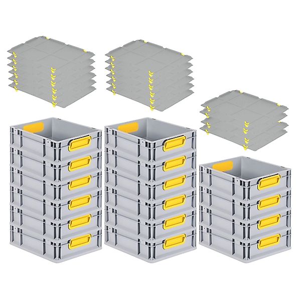 PROREGAL Spar Set 16x Eurobox Nextgen Color Mit Auflagedeckel & Schiebeschn günstig online kaufen