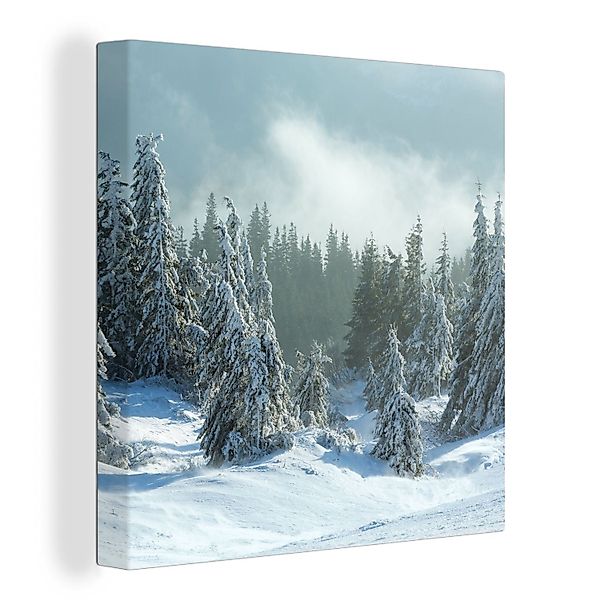 OneMillionCanvasses® Leinwandbild Wald - Schnee - günstig online kaufen