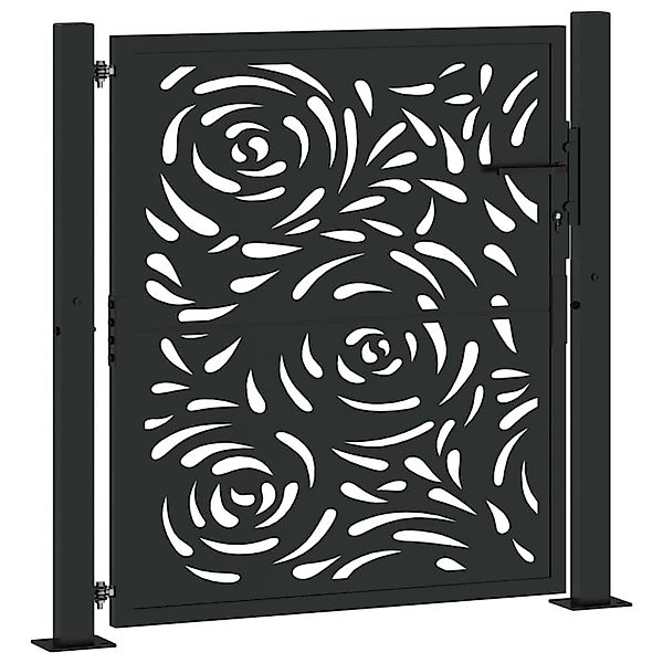 vidaXL Gartentor Schwarz 105x106 cm Stahl Flammendesign 4100989 günstig online kaufen