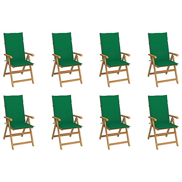 vidaXL Verstellbare Gartenstühle mit Auflagen 8 Stk Massivholz Teak 3072546 günstig online kaufen