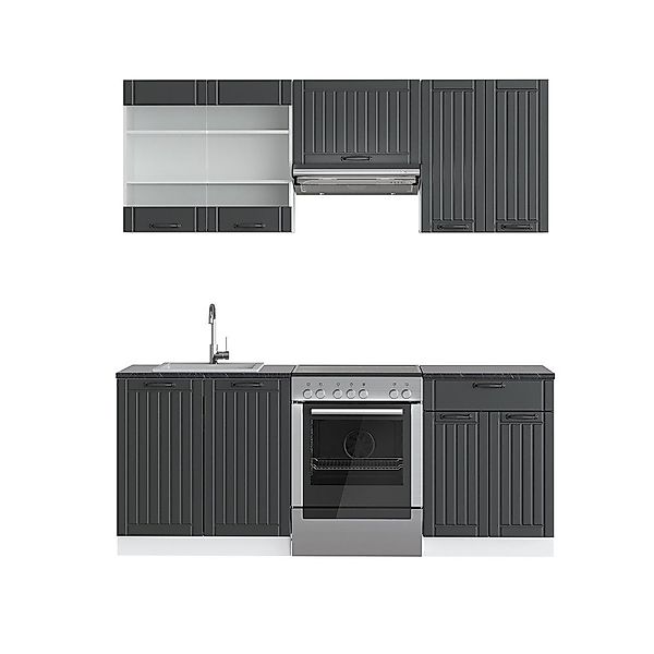 Vicco Küchenzeile Fame-Line, Anthrazit Landhaus/Weiß, 200 günstig online kaufen