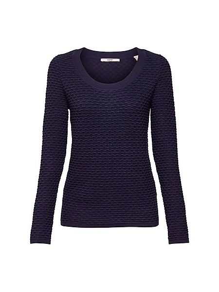Esprit Rundhalspullover Strukturierter Pullover mit weitem Ausschnitt günstig online kaufen