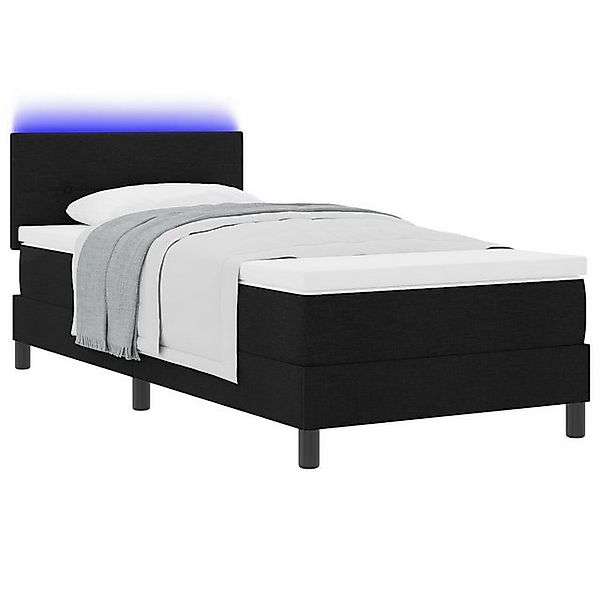 vidaXL Bett Boxspringbett mit Matratze & LED-Licht Schwarz 80x200 cm Stoff günstig online kaufen
