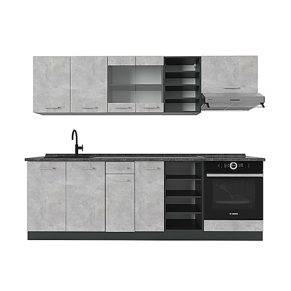 Vicco R-Line Küchenzeile Beton/Anthrazit 240 cm AP Anthrazit günstig online kaufen