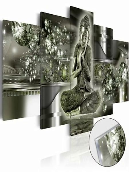 artgeist Acrylglasbild Emerald Buddha [Glass] grün/silber Gr. 200 x 100 günstig online kaufen