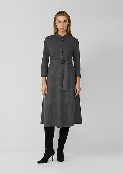 s.Oliver Midikleid Kleid Hemdblusenkleid in Veloursleder-Optik mit Raffung günstig online kaufen
