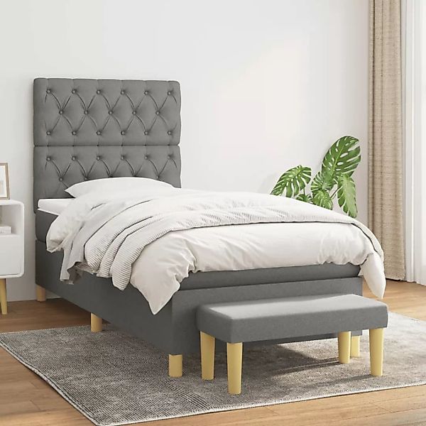 Vidaxl Boxspringbett Mit Matratze Dunkelgrau 80x200 Cm Stoff günstig online kaufen