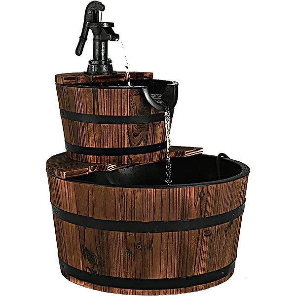Costway Brunnen Holz Gartenbrunnen mit Pumpe Braun 44,5 x 61 cm günstig online kaufen
