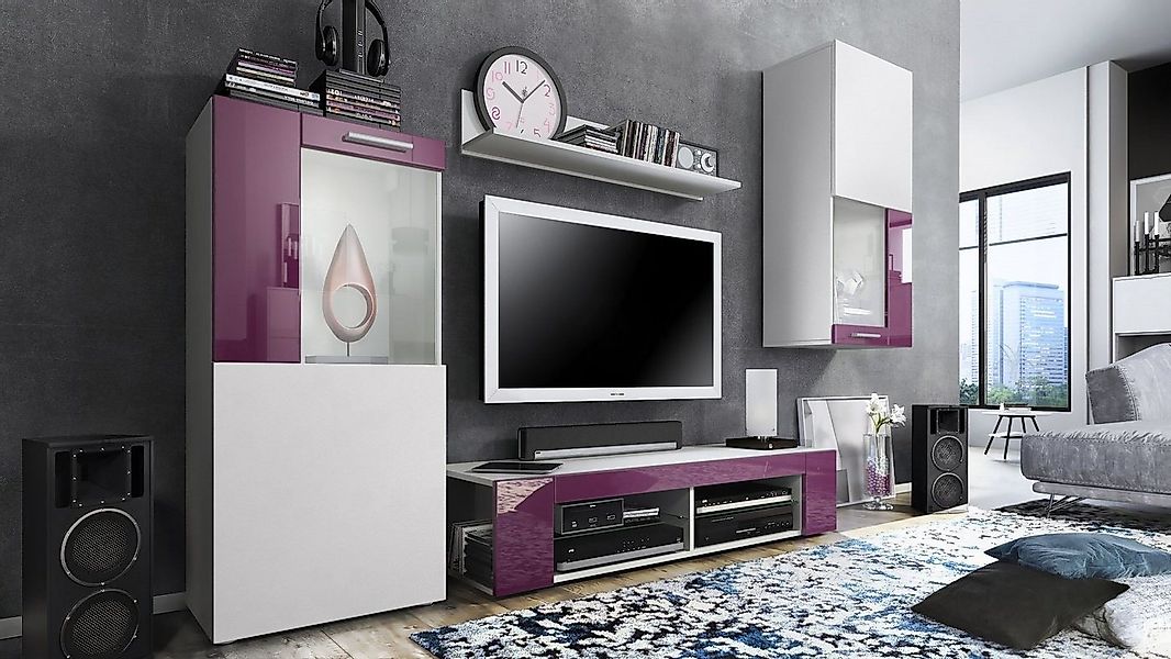 Vladon Wohnwand Movie, (Anbauwand, bestehend aus 1 TV-Board, 2 Vitrinen und günstig online kaufen