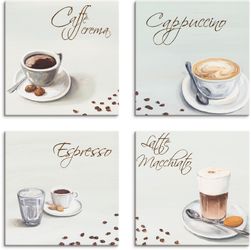 Artland Leinwandbild »Cappuccino Espresso Latte Macchiato« Getränke 4 Stk. günstig online kaufen