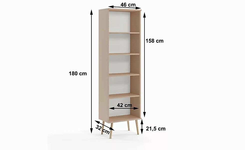Bücherregal   ¦ braun ¦ Maße (cm): B: 46 H: 180 Regale > Bücherregale - Höf günstig online kaufen