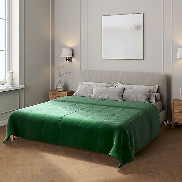 Velvet-Tagesdecke mit Streifen-Steppung, grün, Velvet (704-13) günstig online kaufen