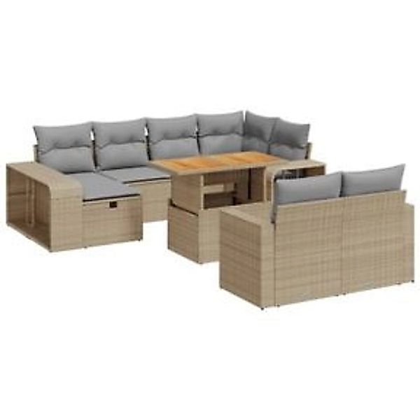 vidaXL 11-tlg Garten-Sofagarnitur mit Kissen Beige Poly Rattan Modell 190 günstig online kaufen