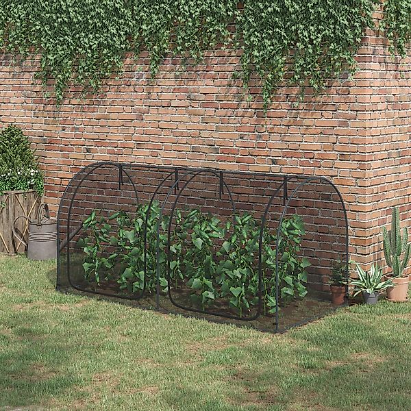 Outsunny Pflanzenschutznetz 2,5x1,2m, Gemüseschutznetz mit Tür, Stahlrahmen günstig online kaufen