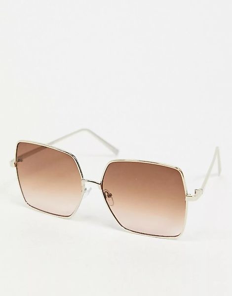 ASOS DESIGN – Übergroße, eckige Sonnenbrille im Stil der 70er mit braunem M günstig online kaufen