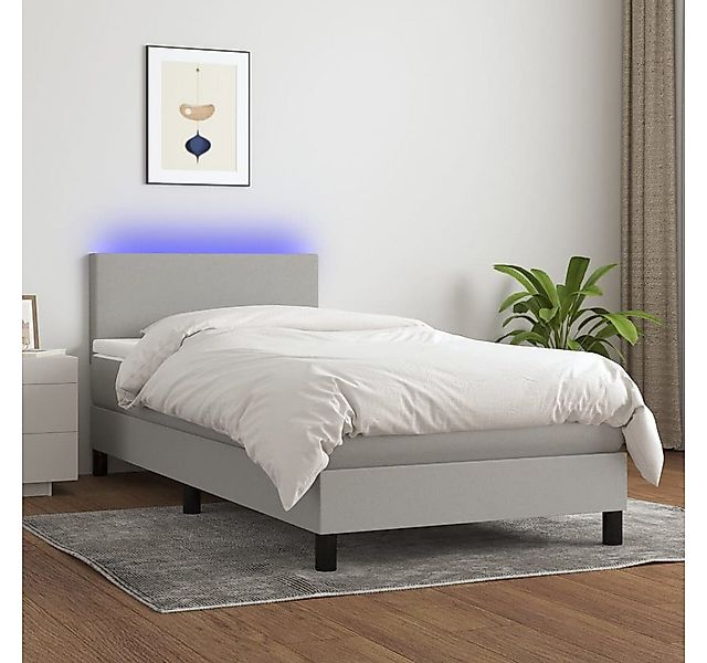 vidaXL Boxspringbett Boxspringbett mit Matratze LED Hellgrau 100x200 cm Sto günstig online kaufen