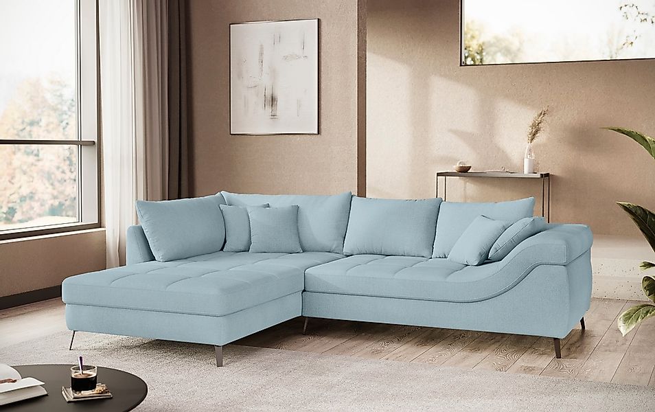 Mr. Couch Ecksofa "Portofino L-Form" 4 Bezugsqualitäten, 13,5 cm hohe Metal günstig online kaufen