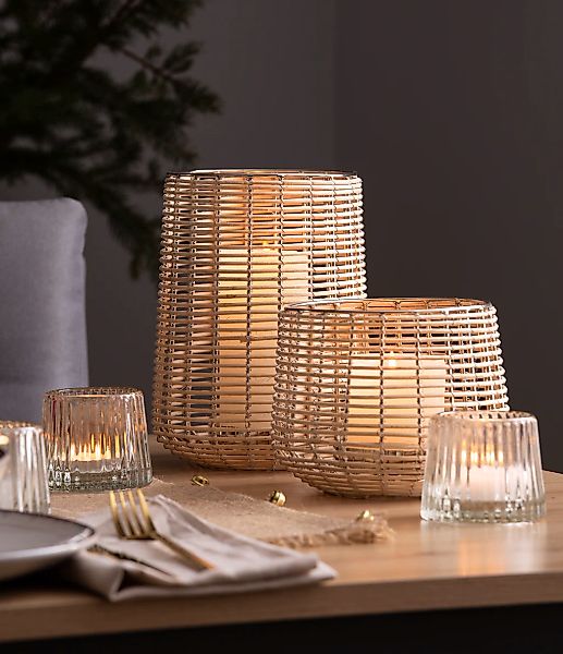 Home affaire Windlicht "Kerzenhalter Vallenay" aus Naturweide und Metall günstig online kaufen