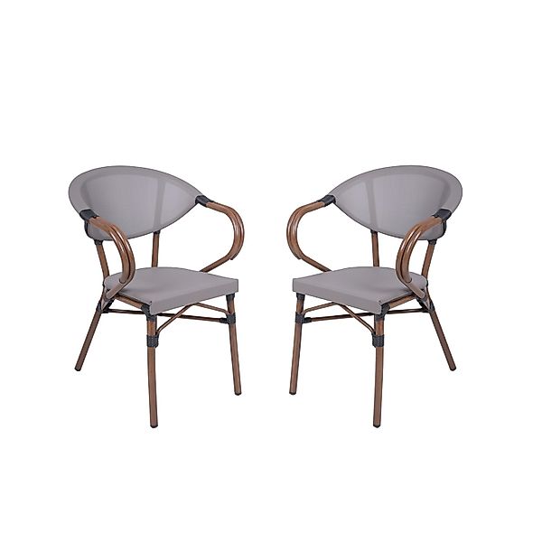 Garden Pleasure Stapelstuhl Toskana Aluminium mit Armlehnen Grau-Braun 2er günstig online kaufen