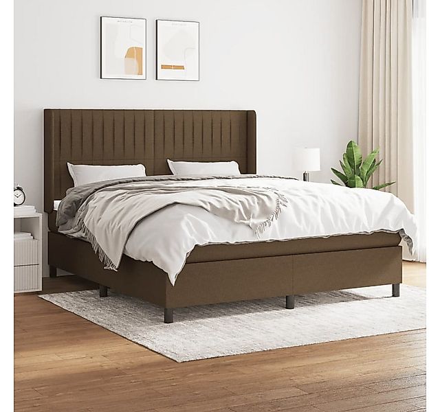 vidaXL Boxspringbett Boxspringbett mit Matratze Dunkelbraun 160x200 cm Stof günstig online kaufen