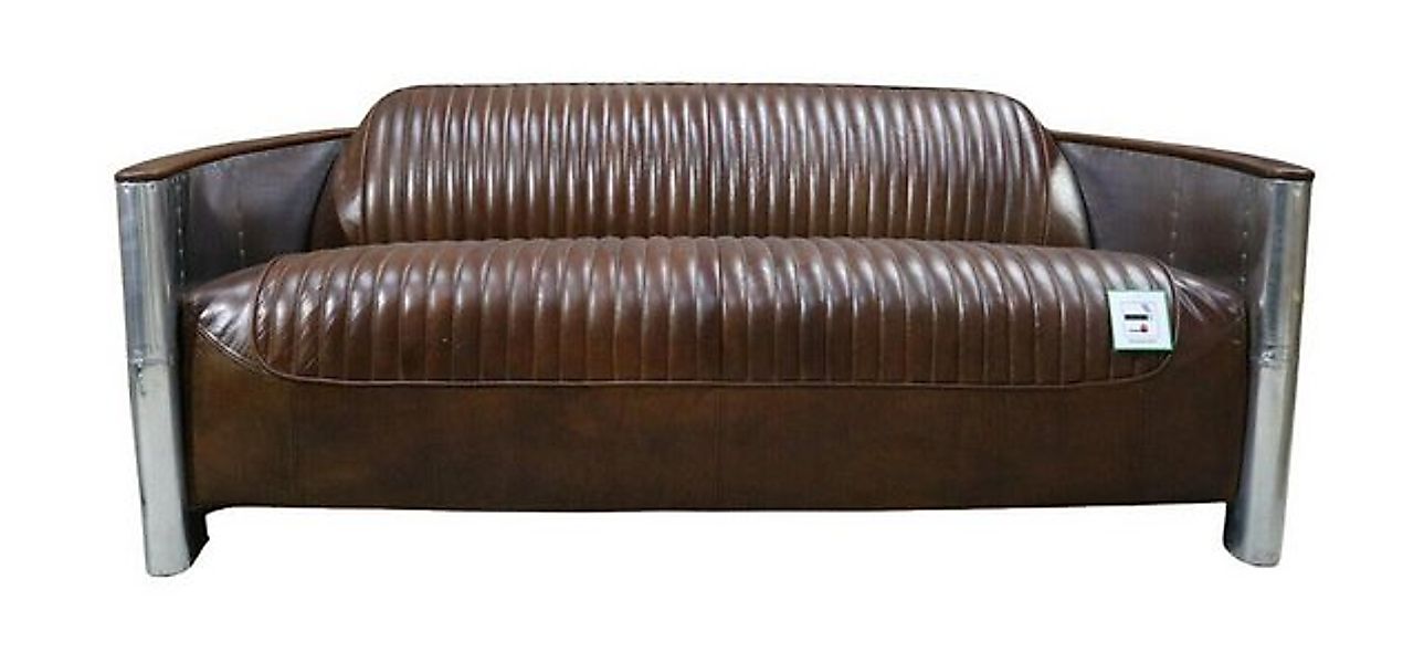 JVmoebel Sofa Echtleder Leder Designsofa 3-Sitzer Vintage Couch Aluminium F günstig online kaufen