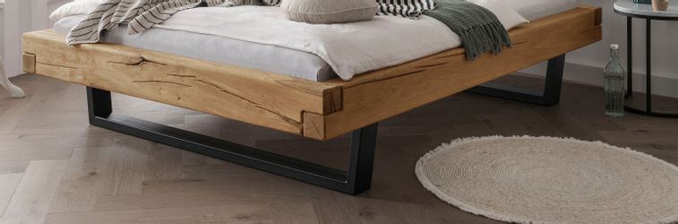 Home affaire Massivholzbett "Ultima Balkenbett Doppelbett, Füße aus Metall günstig online kaufen
