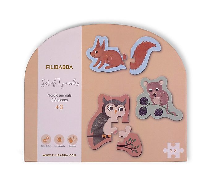 FILIBABBA Puzzle Set mit 7 Puzzles, 2 Puzzleteile, Hochwertiges Puzzle, För günstig online kaufen