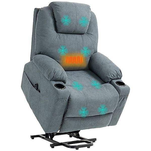 HOMCOM Elektrischer Aufstehsessel Polyester Metall Dunkelgrau günstig online kaufen