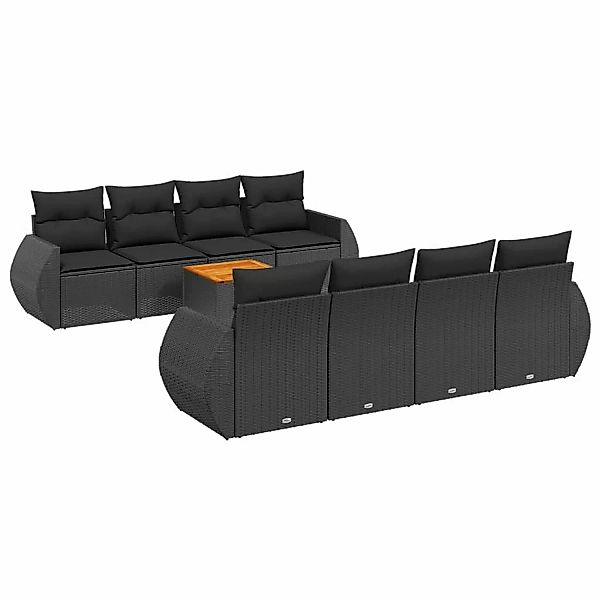 vidaXL 9-Tlg Garten-Sofagarnitur mit Kissen Schwarz Poly Rattan 3257252 günstig online kaufen