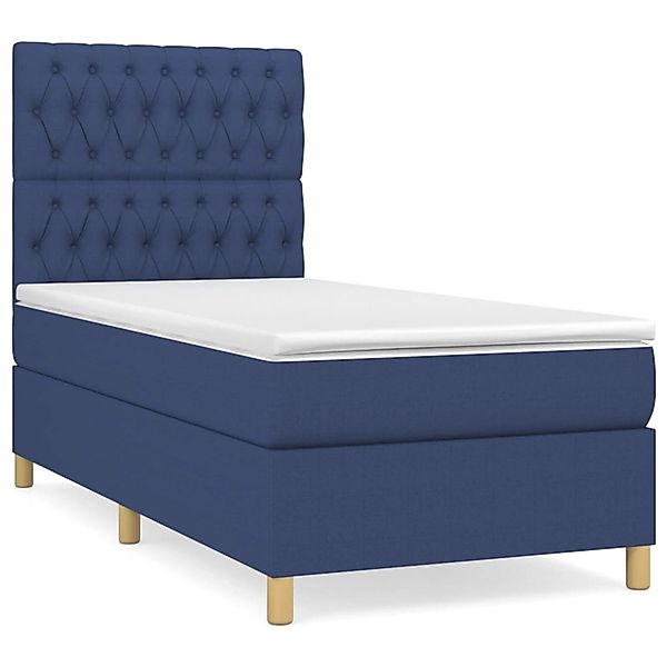 vidaXL Boxspringbett mit Matratze Blau 90x200 cm Stoff1358620 günstig online kaufen