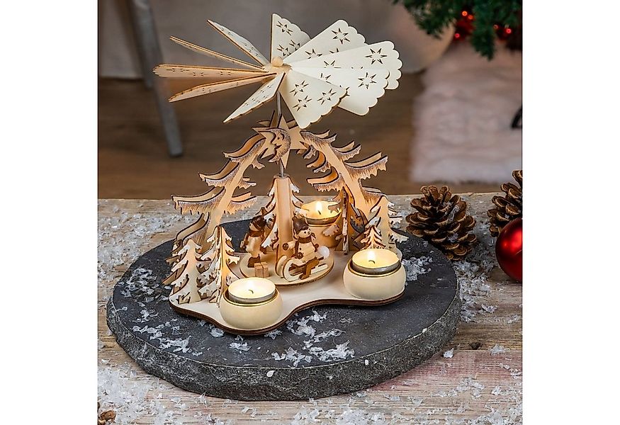 Gravidus Weihnachtspyramide Weihnachtspyramide aus Holz mit 4 Teelichthalte günstig online kaufen