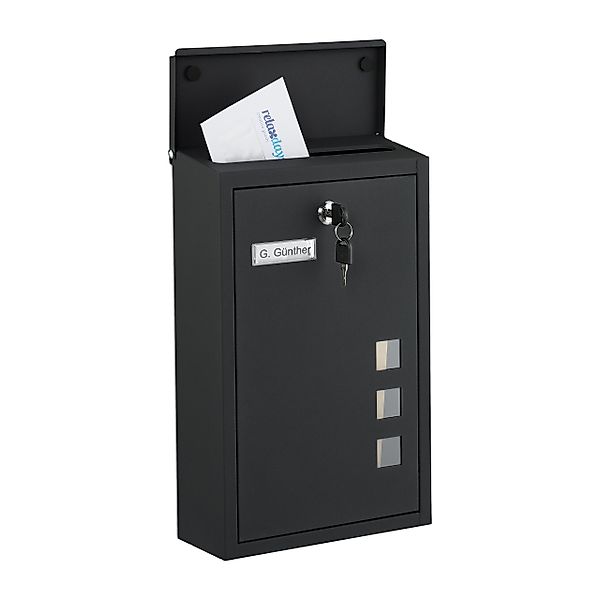 relaxdays Wandbriefkasten Briefkasten Hochformat, schwarz günstig online kaufen