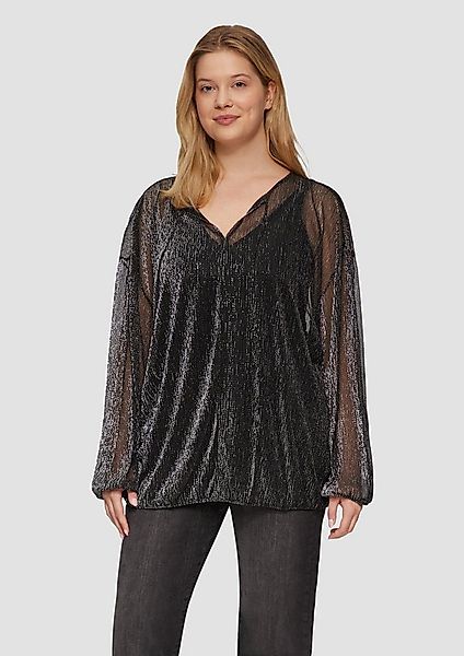 s.Oliver Langarmbluse Bluse Transparente Meshbluse mit Glitzergarn und über günstig online kaufen