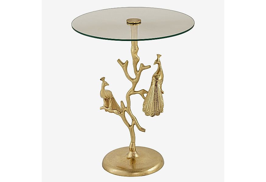 riess-ambiente Beistelltisch WILDLIFE PEACOCK 60cm gold / transparent · Woh günstig online kaufen