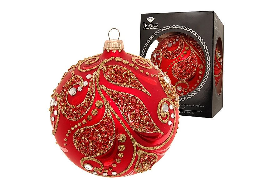 Krebs Glas Lauscha Weihnachtsbaumkugel Glaskugel - Rot Satin - "Glanz & Glo günstig online kaufen